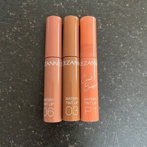 CEZANNE Watery Tint Lip Set of 3 Shades 06, 03, P1 - 4g ea Brand New without Box